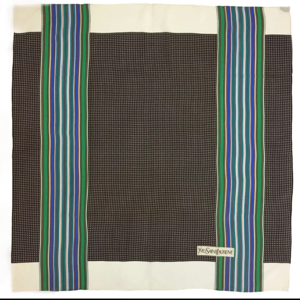 SOLD DO NOT BUY Yves Saint Laurent Vintage Square 100% Silk Scarf Stripes